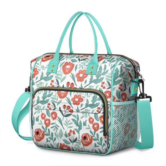 Pioneer Flower Floral Print Pattern Womens Lunch Box for Work,Insulated Large Lunch Bag for Tween and Teen,Loncheras Para Mujer,Leakproof Adult Lunch Bag for Work,Beach,Travel,Picnic,Camping