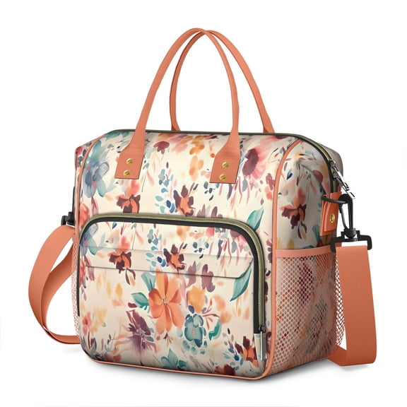 Pioneer Flower Floral Print Pattern Womens Lunch Box for Work,Insulated Large Lunch Bag for Tween and Teen,Loncheras Para Mujer,Leakproof Adult Lunch Bag for Work,Beach,Travel,Picnic,Camping