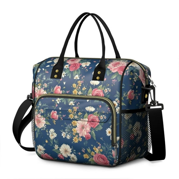 Pioneer Flower Floral Print Pattern Womens Lunch Box for Work,Insulated Large Lunch Bag for Tween and Teen,Loncheras Para Mujer,Leakproof Adult Lunch Bag for Work,Beach,Travel,Picnic,Camping