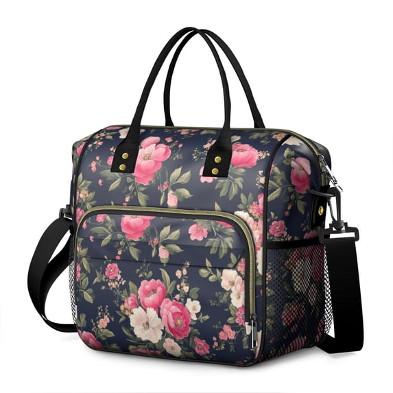 Pioneer Flower Floral Print Pattern Womens Lunch Box for Work,Insulated Large Lunch Bag for Tween and Teen,Loncheras Para Mujer,Leakproof Adult Lunch Bag for Work,Beach,Travel,Picnic,Camping