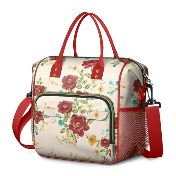 Pioneer Flower Floral Print Pattern Womens Lunch Box for Work,Insulated Large Lunch Bag for Tween and Teen,Loncheras Para Mujer,Leakproof Adult Lunch Bag for Work,Beach,Travel,Picnic,Camping