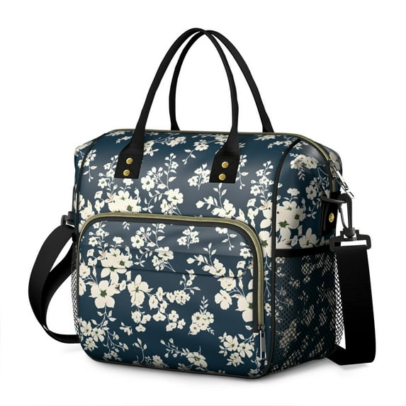 Pioneer Flower Floral Print Pattern Womens Lunch Box for Work,Insulated Large Lunch Bag for Tween and Teen,Loncheras Para Mujer,Leakproof Adult Lunch Bag for Work,Beach,Travel,Picnic,Camping