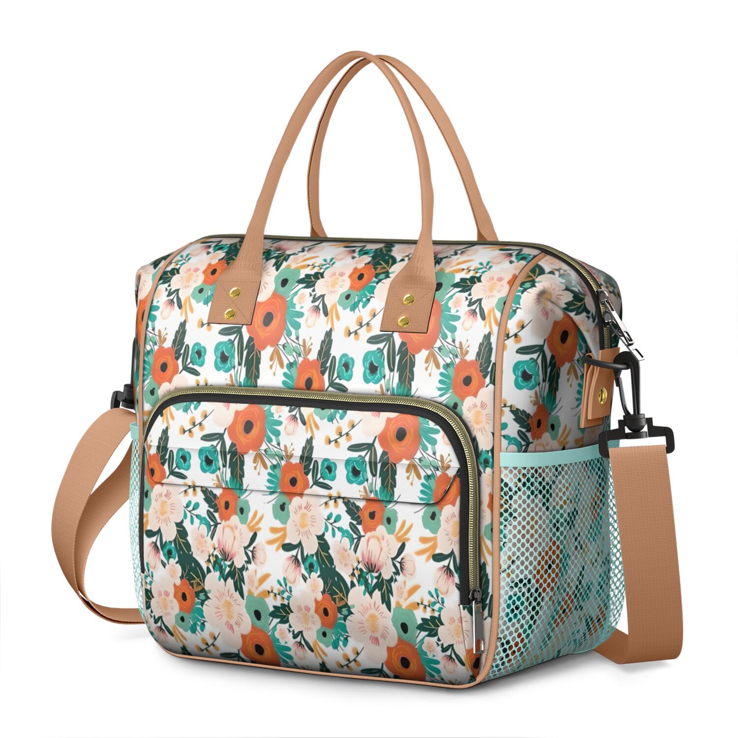 Pioneer Flower Floral Print Pattern Womens Lunch Box for Work,Insulated Large Lunch Bag for Tween and Teen,Loncheras Para Mujer,Leakproof Adult Lunch Bag for Work,Beach,Travel,Picnic,Camping