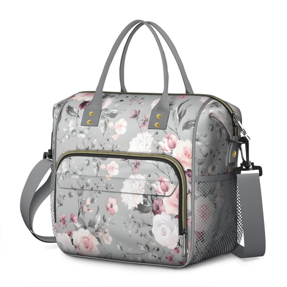 Pioneer Flower Floral Print Pattern Womens Lunch Box for Work,Insulated Large Lunch Bag for Tween and Teen,Loncheras Para Mujer,Leakproof Adult Lunch Bag for Work,Beach,Travel,Picnic,Camping