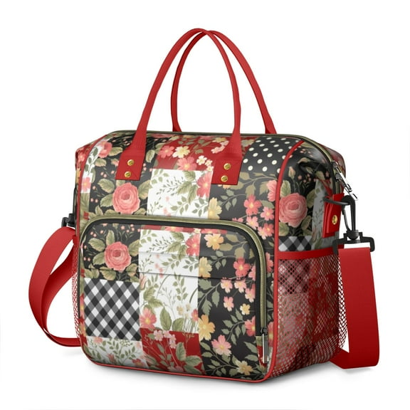 Pioneer Flower Floral Print Pattern Womens Lunch Box for Work,Insulated Large Lunch Bag for Tween and Teen,Loncheras Para Mujer,Leakproof Adult Lunch Bag for Work,Beach,Travel,Picnic,Camping