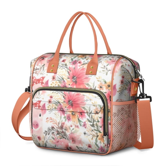 Pioneer Flower Floral Print Pattern Womens Lunch Box for Work,Insulated Large Lunch Bag for Tween and Teen,Loncheras Para Mujer,Leakproof Adult Lunch Bag for Work,Beach,Travel,Picnic,Camping