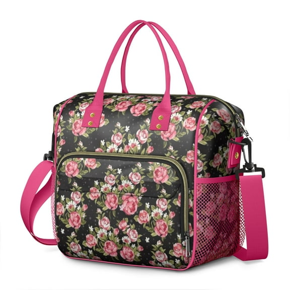 Pioneer Flower Floral Print Pattern Womens Lunch Box for Work,Insulated Large Lunch Bag for Tween and Teen,Loncheras Para Mujer,Leakproof Adult Lunch Bag for Work,Beach,Travel,Picnic,Camping