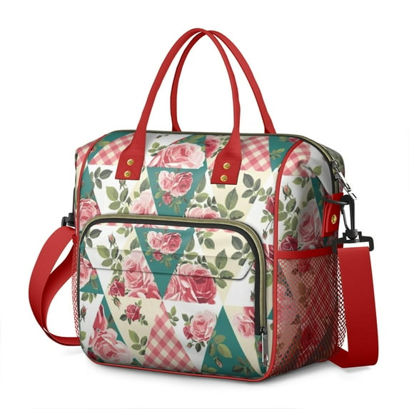 Pioneer Flower Floral Print Pattern Womens Lunch Box for Work,Insulated Large Lunch Bag for Tween and Teen,Loncheras Para Mujer,Leakproof Adult Lunch Bag for Work,Beach,Travel,Picnic,Camping