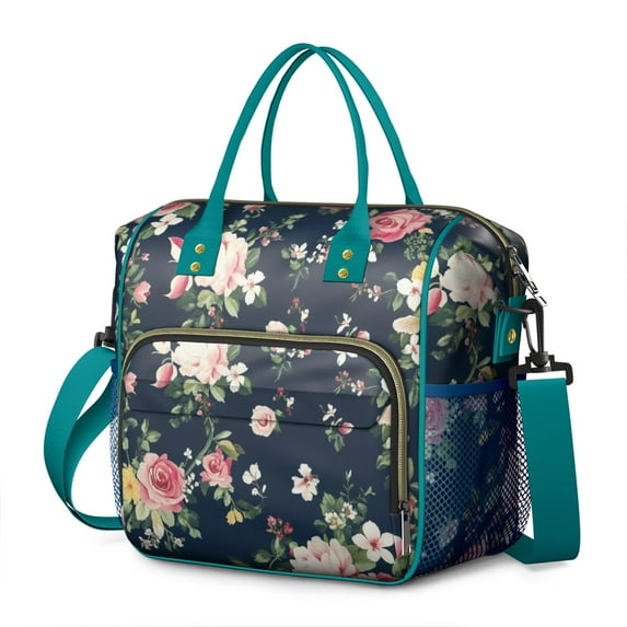 Pioneer Flower Floral Print Pattern Womens Lunch Box for Work,Insulated Large Lunch Bag for Tween and Teen,Loncheras Para Mujer,Leakproof Adult Lunch Bag for Work,Beach,Travel,Picnic,Camping
