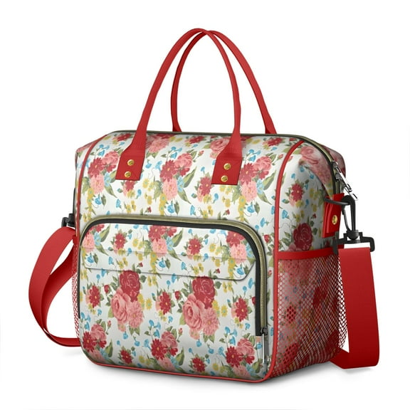 Pioneer Flower Floral Print Pattern Womens Lunch Box for Work,Insulated Large Lunch Bag for Tween and Teen,Loncheras Para Mujer,Leakproof Adult Lunch Bag for Work,Beach,Travel,Picnic,Camping