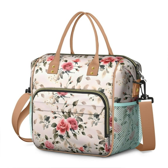 Pioneer Flower Floral Print Pattern Womens Lunch Box for Work,Insulated Large Lunch Bag for Tween and Teen,Loncheras Para Mujer,Leakproof Adult Lunch Bag for Work,Beach,Travel,Picnic,Camping