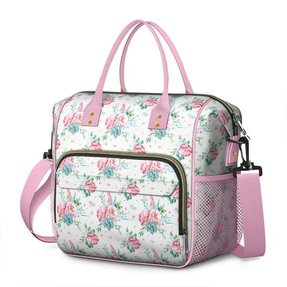 Pioneer Flower Floral Print Pattern Womens Lunch Box for Work,Insulated Large Lunch Bag for Tween and Teen,Loncheras Para Mujer,Leakproof Adult Lunch Bag for Work,Beach,Travel,Picnic,Camping