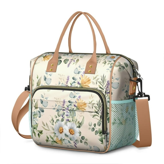 Pioneer Flower Floral Print Pattern Womens Lunch Box for Work,Insulated Large Lunch Bag for Tween and Teen,Loncheras Para Mujer,Leakproof Adult Lunch Bag for Work,Beach,Travel,Picnic,Camping