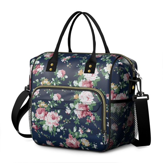 Pioneer Flower Floral Print Pattern Womens Lunch Box for Work,Insulated Large Lunch Bag for Tween and Teen,Loncheras Para Mujer,Leakproof Adult Lunch Bag for Work,Beach,Travel,Picnic,Camping