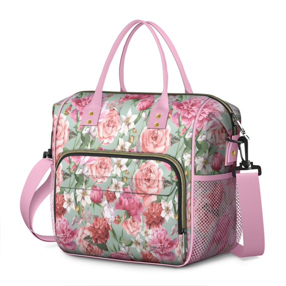 Pioneer Flower Floral Print Pattern Womens Lunch Box for Work,Insulated Large Lunch Bag for Tween and Teen,Loncheras Para Mujer,Leakproof Adult Lunch Bag for Work,Beach,Travel,Picnic,Camping