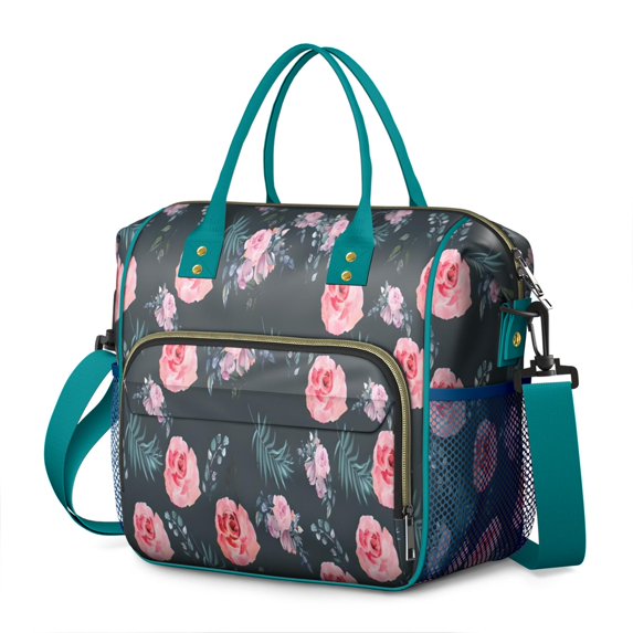 Pioneer Flower Floral Print Pattern Womens Lunch Box for Work,Insulated Large Lunch Bag for Tween and Teen,Loncheras Para Mujer,Leakproof Adult Lunch Bag for Work,Beach,Travel,Picnic,Camping