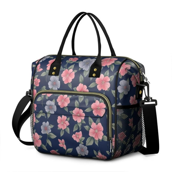 Pioneer Flower Floral Print Pattern Womens Lunch Box for Work,Insulated Large Lunch Bag for Tween and Teen,Loncheras Para Mujer,Leakproof Adult Lunch Bag for Work,Beach,Travel,Picnic,Camping