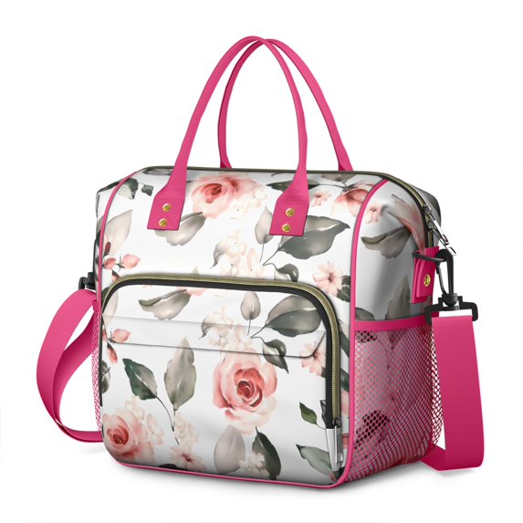 Pioneer Flower Floral Print Pattern Womens Lunch Box for Work,Insulated Large Lunch Bag for Tween and Teen,Loncheras Para Mujer,Leakproof Adult Lunch Bag for Work,Beach,Travel,Picnic,Camping