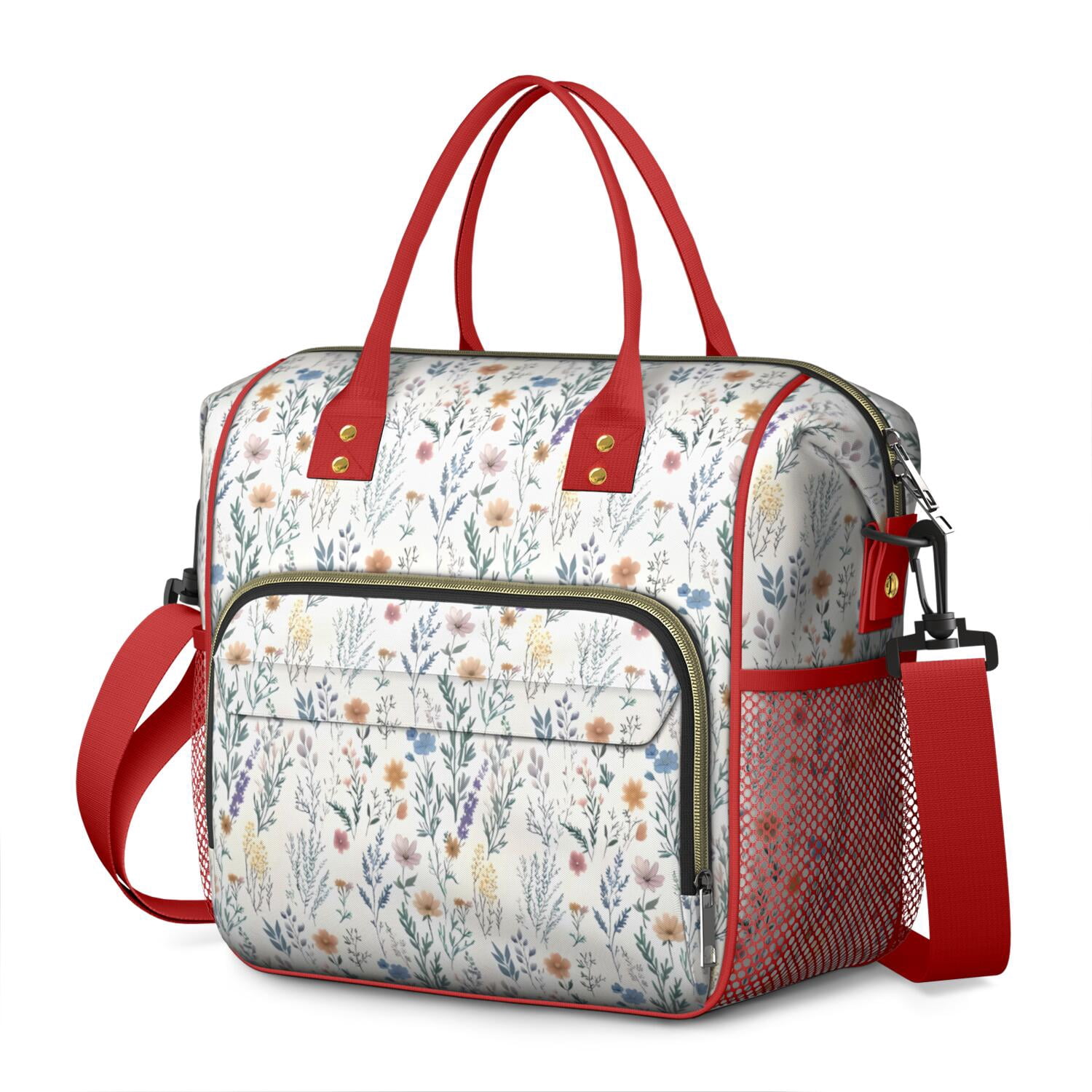 Pioneer Flower Floral Print Pattern Womens Lunch Box for Work,Insulated Large Lunch Bag for Tween and Teen,Loncheras Para Mujer,Leakproof Adult Lunch Bag for Work,Beach,Travel,Picnic,Camping