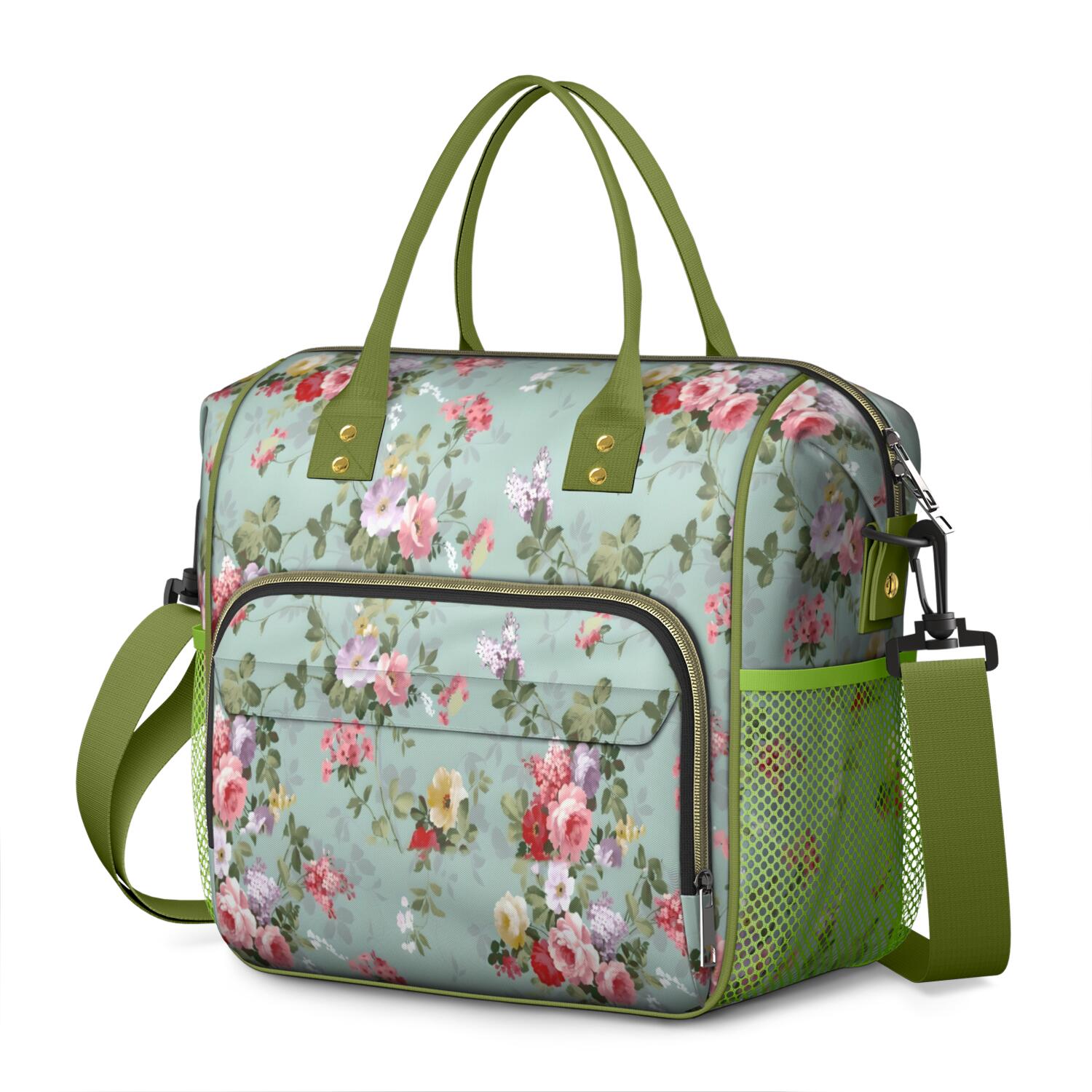 Pioneer Flower Floral Print Pattern Womens Lunch Box for Work,Insulated Large Lunch Bag for Tween and Teen,Loncheras Para Mujer,Leakproof Adult Lunch Bag for Work,Beach,Travel,Picnic,Camping