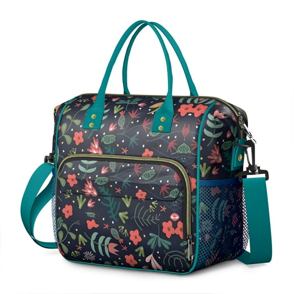 Pioneer Flower Floral Print Pattern Womens Lunch Box for Work,Insulated Large Lunch Bag for Tween and Teen,Loncheras Para Mujer,Leakproof Adult Lunch Bag for Work,Beach,Travel,Picnic,Camping
