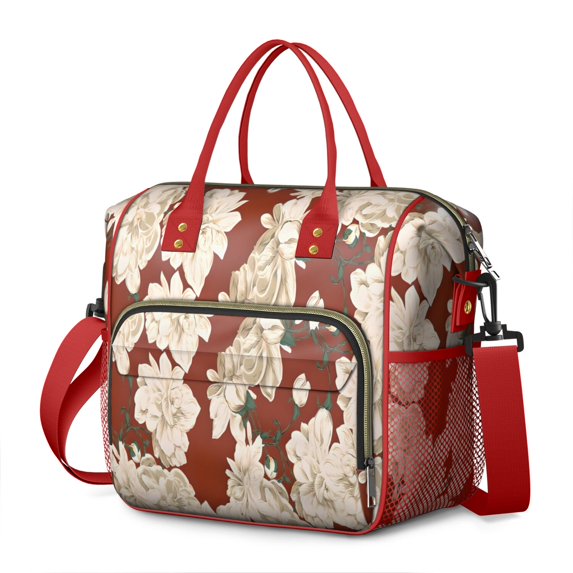 Pioneer Flower Floral Print Pattern Womens Lunch Box for Work,Insulated Large Lunch Bag for Tween and Teen,Loncheras Para Mujer,Leakproof Adult Lunch Bag for Work,Beach,Travel,Picnic,Camping