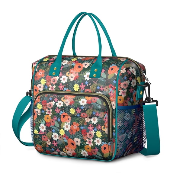 Pioneer Flower Floral Print Pattern Womens Lunch Box for Work,Insulated Large Lunch Bag for Tween and Teen,Loncheras Para Mujer,Leakproof Adult Lunch Bag for Work,Beach,Travel,Picnic,Camping