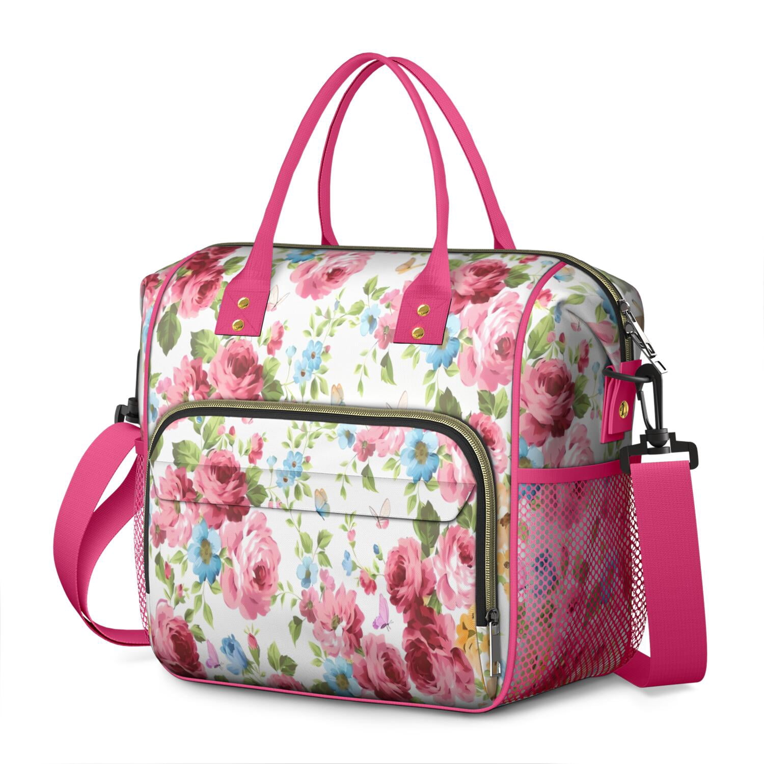 Pioneer Flower Floral Print Pattern Womens Lunch Box for Work,Insulated Large Lunch Bag for Tween and Teen,Loncheras Para Mujer,Leakproof Adult Lunch Bag for Work,Beach,Travel,Picnic,Camping
