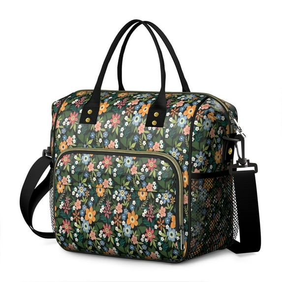 Pioneer Flower Floral Print Pattern Womens Lunch Box for Work,Insulated Large Lunch Bag for Tween and Teen,Loncheras Para Mujer,Leakproof Adult Lunch Bag for Work,Beach,Travel,Picnic,Camping
