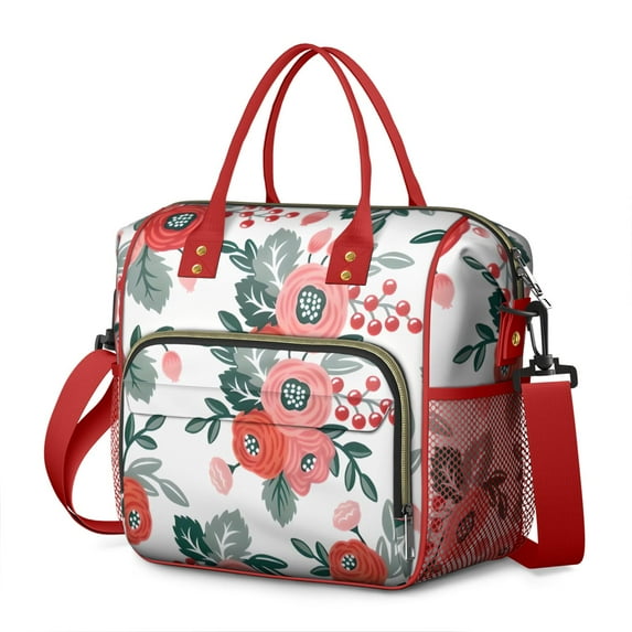 Pioneer Flower Floral Print Pattern Womens Lunch Box for Work,Insulated Large Lunch Bag for Tween and Teen,Loncheras Para Mujer,Leakproof Adult Lunch Bag for Work,Beach,Travel,Picnic,Camping