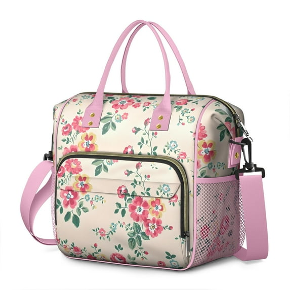 Pioneer Flower Floral Print Pattern Womens Lunch Box for Work,Insulated Large Lunch Bag for Tween and Teen,Loncheras Para Mujer,Leakproof Adult Lunch Bag for Work,Beach,Travel,Picnic,Camping