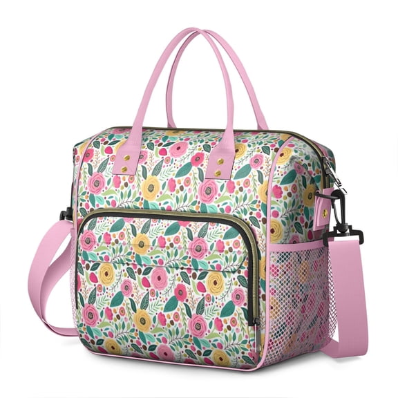 Pioneer Flower Floral Print Pattern Womens Lunch Box for Work,Insulated Large Lunch Bag for Tween and Teen,Loncheras Para Mujer,Leakproof Adult Lunch Bag for Work,Beach,Travel,Picnic,Camping