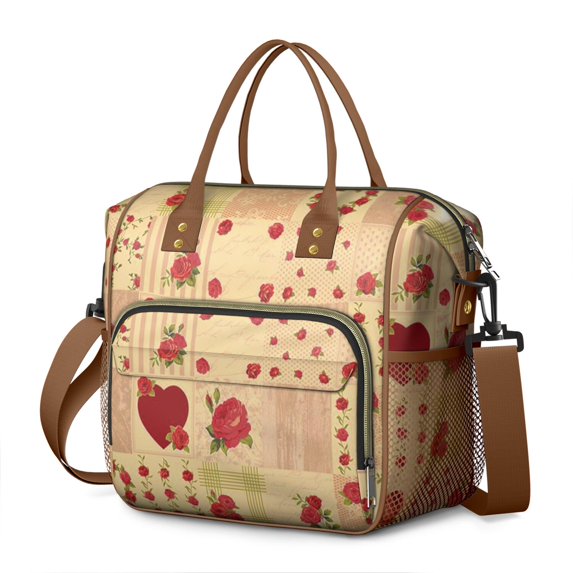Pioneer Flower Floral Print Pattern Womens Lunch Box for Work,Insulated Large Lunch Bag for Tween and Teen,Loncheras Para Mujer,Leakproof Adult Lunch Bag for Work,Beach,Travel,Picnic,Camping