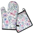 thumbnail image 1 of Pioneer Flower Kitchen Oven Mitt and Pot Holder Sets 2 Pcs for Baking, Cooking and Grilling, Heat Resistant Up To 392 °F, 1 of 7
