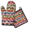 thumbnail image 1 of Pioneer Flower Kitchen Oven Mitt and Pot Holder Sets 2 Pcs for Baking, Cooking and Grilling, Heat Resistant Up To 392 °F, 1 of 7
