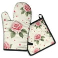 thumbnail image 1 of Pioneer Flower Kitchen Oven Mitt and Pot Holder Sets 2 Pcs for Baking, Cooking and Grilling, Heat Resistant Up To 392 °F, 1 of 7