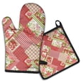 thumbnail image 1 of Pioneer Flower Kitchen Oven Mitt and Pot Holder Sets 2 Pcs for Baking, Cooking and Grilling, Heat Resistant Up To 392 °F, 1 of 7