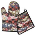 thumbnail image 1 of Pioneer Flower Kitchen Oven Mitt and Pot Holder Sets 2 Pcs for Baking, Cooking and Grilling, Heat Resistant Up To 392 °F, 1 of 7