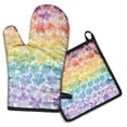 thumbnail image 1 of Pioneer Flower Kitchen Oven Mitt and Pot Holder Sets 2 Pcs for Baking, Cooking and Grilling, Heat Resistant Up To 392 °F, 1 of 7