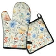 thumbnail image 1 of Pioneer Flower Kitchen Oven Mitt and Pot Holder Sets 2 Pcs for Baking, Cooking and Grilling, Heat Resistant Up To 392 °F, 1 of 7