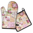 thumbnail image 1 of Pioneer Flower Kitchen Oven Mitt and Pot Holder Sets 2 Pcs for Baking, Cooking and Grilling, Heat Resistant Up To 392 °F, 1 of 7