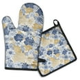 thumbnail image 1 of Pioneer Flower Kitchen Oven Mitt and Pot Holder Sets 2 Pcs for Baking, Cooking and Grilling, Heat Resistant Up To 392 °F, 1 of 7