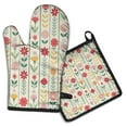 thumbnail image 1 of Pioneer Flower Kitchen Oven Mitt and Pot Holder Sets 2 Pcs for Baking, Cooking and Grilling, Heat Resistant Up To 392 °F, 1 of 7