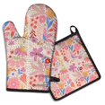 thumbnail image 1 of Pioneer Flower Kitchen Oven Mitt and Pot Holder Sets 2 Pcs for Baking, Cooking and Grilling, Heat Resistant Up To 392 °F, 1 of 7