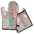 thumbnail image 1 of Pioneer Flower Kitchen Oven Mitt and Pot Holder Sets 2 Pcs for Baking, Cooking and Grilling, Heat Resistant Up To 392 °F, 1 of 7
