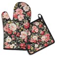 thumbnail image 1 of Pioneer Flower Kitchen Oven Mitt and Pot Holder Sets 2 Pcs for Baking, Cooking and Grilling, Heat Resistant Up To 392 °F, 1 of 6