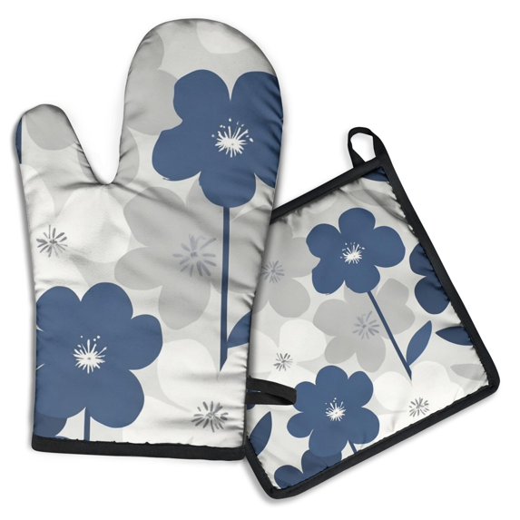 Pioneer Flower Kitchen Oven Mitt and Pot Holder Sets 2 Pcs for Baking, Cooking and Grilling, Heat Resistant Up To 392 °F