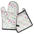 thumbnail image 1 of Pioneer Flower Kitchen Oven Mitt and Pot Holder Sets 2 Pcs for Baking, Cooking and Grilling, Heat Resistant Up To 392 °F, 1 of 7