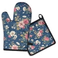 thumbnail image 1 of Pioneer Flower Kitchen Oven Mitt and Pot Holder Sets 2 Pcs for Baking, Cooking and Grilling, Heat Resistant Up To 392 °F, 1 of 7