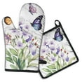 thumbnail image 1 of Pioneer Flower Kitchen Oven Mitt and Pot Holder Sets 2 Pcs for Baking, Cooking and Grilling, Heat Resistant Up To 392 °F, 1 of 7